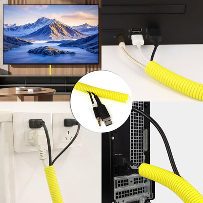 Split Wire Loom Tubing, 10,25ft Cord Protectors from Pets No Chew, Flexible Wire Covers Cord Protectors, Protective Split Cable Sleeve for Automotive Home Industrial Wires(Yellow, 1.12inch-25ft)