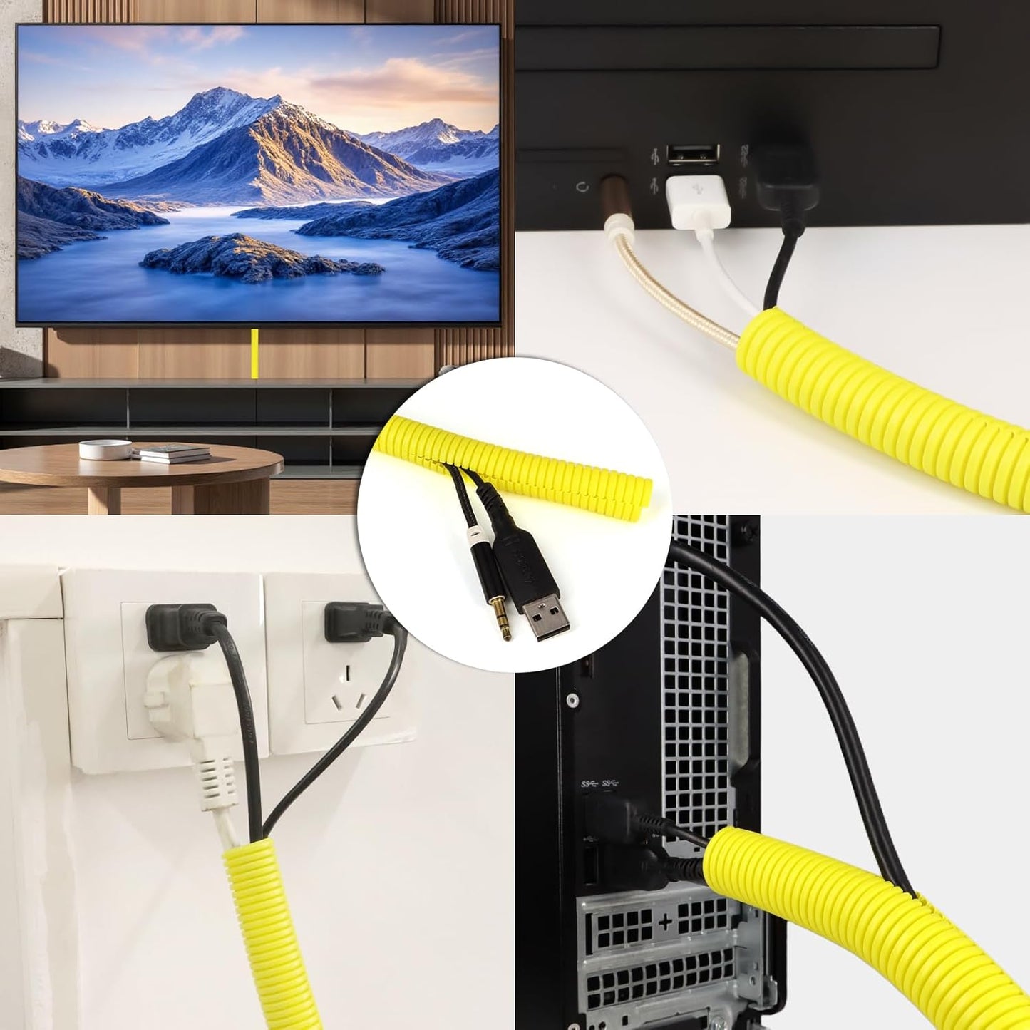 Split Wire Loom Tubing, 10,25ft Cord Protectors from Pets No Chew, Flexible Wire Covers Cord Protectors, Protective Split Cable Sleeve for Automotive Home Industrial Wires(Yellow, 0.98inch-25ft)