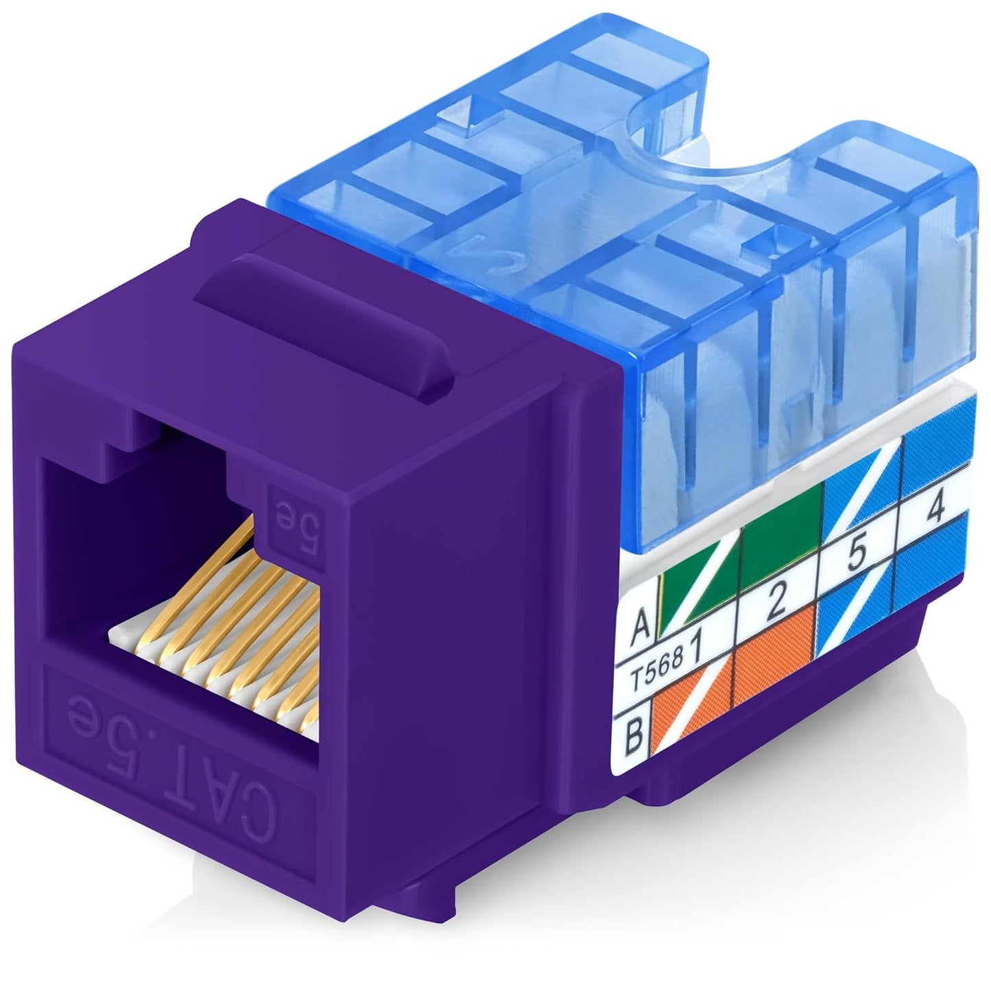 Everest 90° Angled RJ45 Cat5e Keystone Jacks 50-Pack in Purple - Slim Profile Female RJ45 Connectors - Cat 5e Keystone Jack - Compatible with 90° Angled Speed Termination Tool - easyJACK (B094WB91H3)