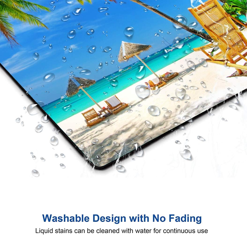 Beach Mouse Pad, Coconut Trees Mouse Pad, Nature Mouse Mat Square Waterproof Mouse Pad Non-Slip Rubber Base MousePads for Computer Office Laptop Men Women Kids, 9.5"x7.9"x0.12" Inch