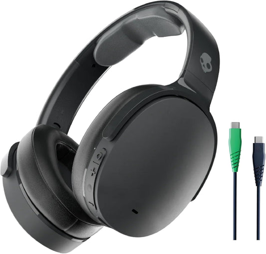 Skullcandy Hesh ANC Wireless Over-Ear Bluetooth Headphones with Charging Cable, Active Noise Cancelling, Up to 22 Hrs Battery, Foldable Lightweight Design, Microphone for iPhone Android - True Black