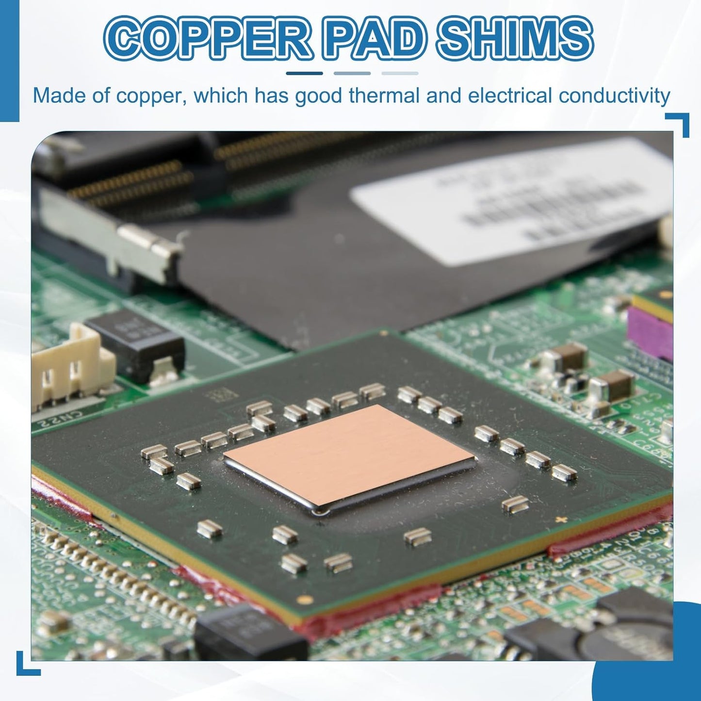 PATIKIL Copper Heatsink Pad Shims, 24 Pcs 20x20x1.2mm Copper Pad Shim IC Chipset GPU CPU Thermal Heatsink for Cooling Laptop Desktop Computer