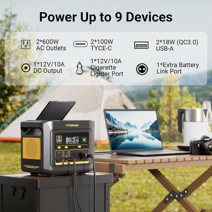 VTOMAN FlashSpeed 600 Portable Power Station 600W (1200W Peak) - 499Wh Solar Generator with LiFePO4 Battery Pack, 100W USB-C/110V AC, 60 Min Fast Charging 0-80% for Camping, Fishing, Blackout, RVs