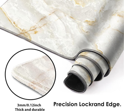 Galdas Large Mouse Pad Marble Pattern XXL XL Large Mouse Pad Mat Long Extended Mousepad Desk Pad Non-Slip Rubber Mice Pads Stitched Edges Thin Pad (31.5x11.8x0.12“)