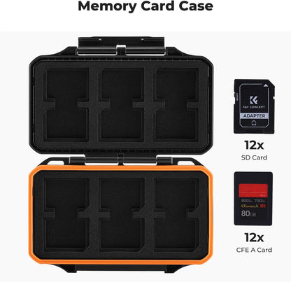 K&F Concept 24 Slots Memory Card Case, Water-Resistant Shockproof Memory Card Holder Storage Carrying Case for 12 SD SDXC SDHC Cards, 12 CFexpress Type A Cards