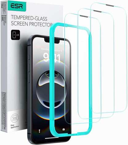 ESR 3 Pack for iPhone 16e/iPhone 14/iPhone 13/iPhone 13 Pro Screen Protector, [9H Hardness] [Military Grade Shatterproof] Tempered Glass Film with Easy Installation Tool, Scratch Resistant