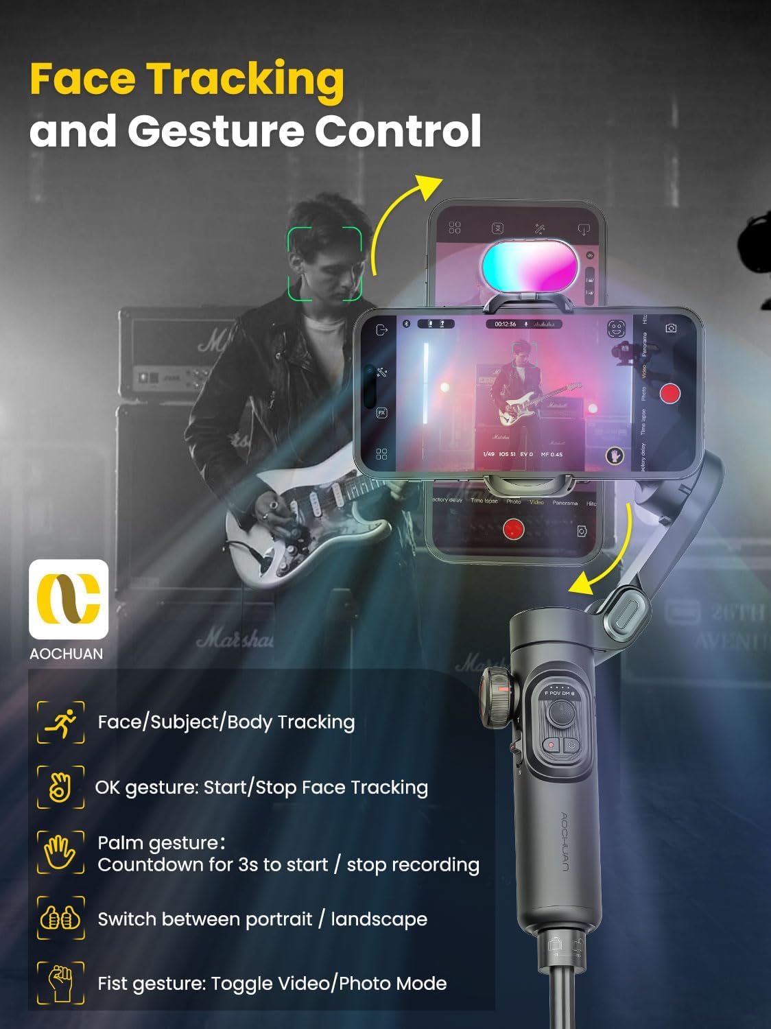 Smartphone Gimbal Stabilizer for iPhone 15 Pro Max Android Phone with Extension Rod 3-Axis Phone Gimbal Stabilizer with Follow Focus for Vlogging TikTok YouTube(Smart XE Combo1)