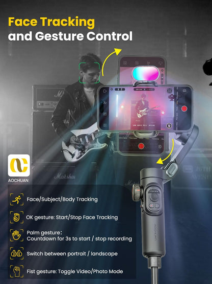 Smartphone Gimbal Stabilizer for iPhone 15 Pro Max Android Phone with Extension Rod 3-Axis Phone Gimbal Stabilizer with Follow Focus for Vlogging TikTok YouTube(Smart XE Combo1)