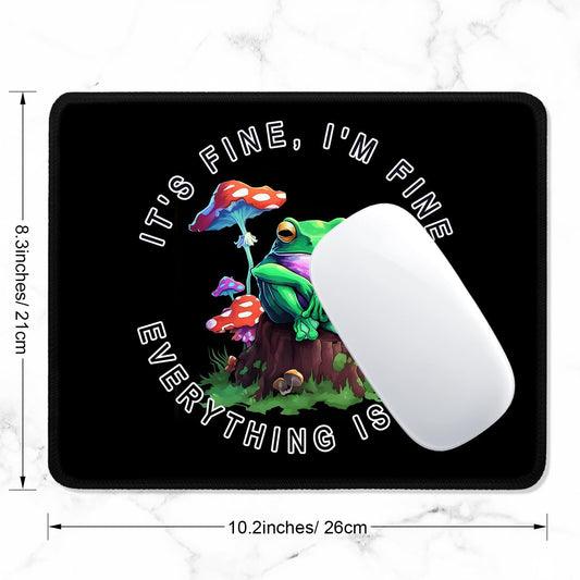 ITNRSIIET Mouse Pad with Stitched Edge Premium Textured Smooth Precise Operation Waterproof Washable Non-Slip Rubber Base Desktop Protection Mat, 10.2×8.3×0.12 inches, Lonely Frog
