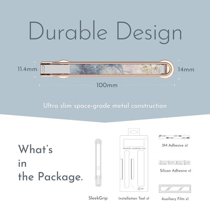 SleekGrip Premium: Swappable Phone Stand & Phone Grip - Ultra Thin Convertible Grip Holder Fits Most iPhone and Android Cases, Phone Strap Compatible with Wireless Chargers and Car Mounts