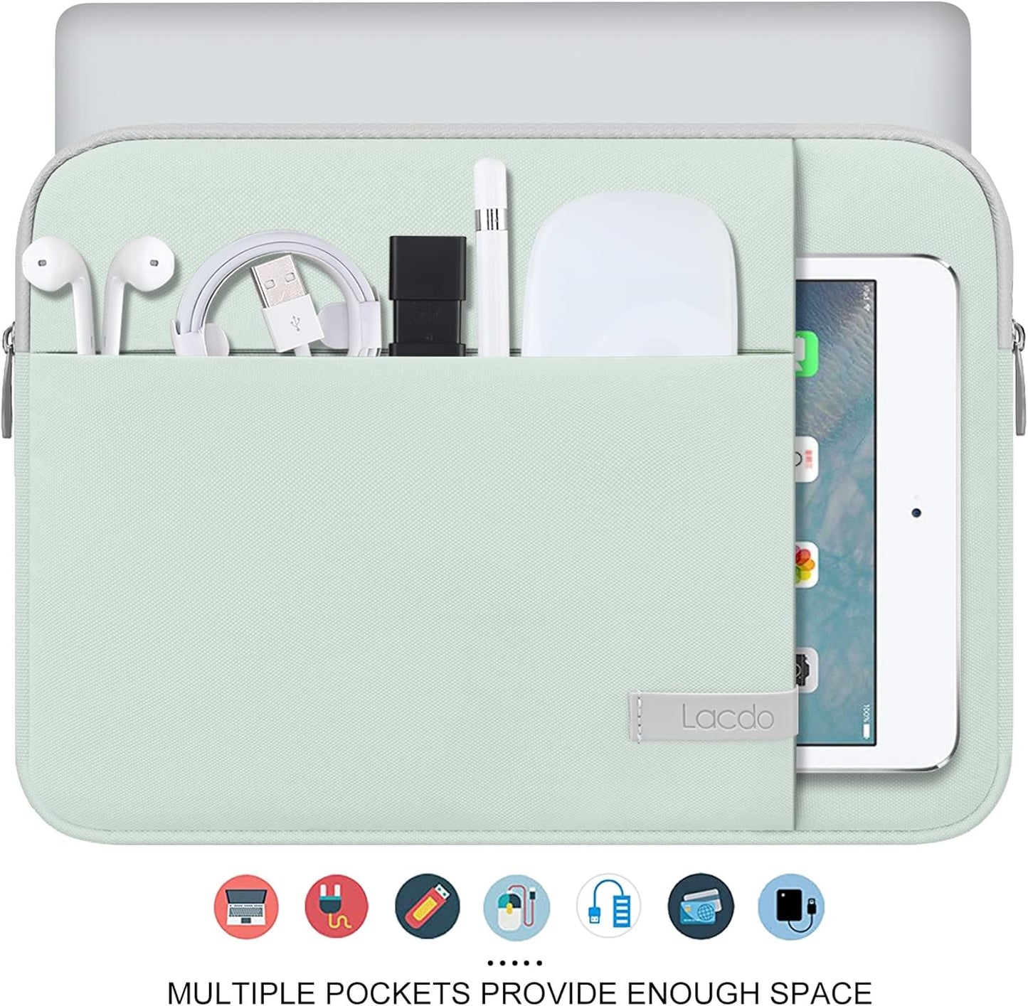 Lacdo 13 inch Laptop Sleeve Case for 13 inch New MacBook Air M4 A3240 2025, M3 A3113, M2 A2681, M1 A2337 | 13" MacBook Pro M2/M1 A2338 A2251 A2289 | 13" iPad Air M3/iPad Pro M4 Computer Bag, Green