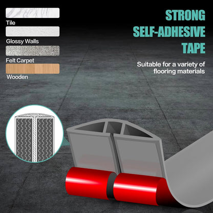 Floor Cord Cover Cavity 0.8"x0.37" Self Adhesive Cord Hider, 3.3FT Low Profile Cable Management, Extension Strip Protector for Wires, Prevent Cable Trips for Offices, Gyms, Exhibitions (Gray)