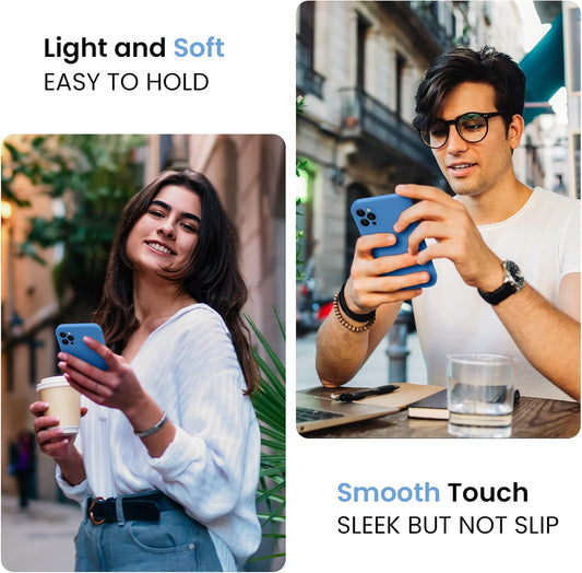 FireNova for iPhone 14 Pro Case, Silicone Upgraded [Camera Protection] Phone Case with [2 Screen Protectors], Soft Anti-Scratch Microfiber Lining Inside, 6.1 inch,Blue