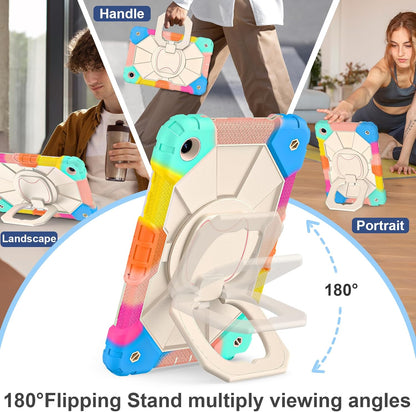 for Galaxy Tab A9 Plus Case 11 Inch, Rugged Case for Samsung Galaxy A9+ Tablet with Screen Protector 360 Rotating Stand Shoulder Strap Pen Holder, 2023 Model(SM-X210/X216/218), Rainbow