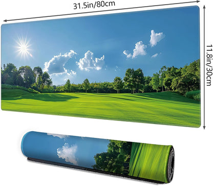 Galdas Gaming Mouse Pad XXL XL Large Long Extended Big Mousepad Non-Slip Rubber Keyboard Mouse Pad with Stitched Edges for Laptop Home Office (31.5x11.8x0.08 Inch) … (Grass)