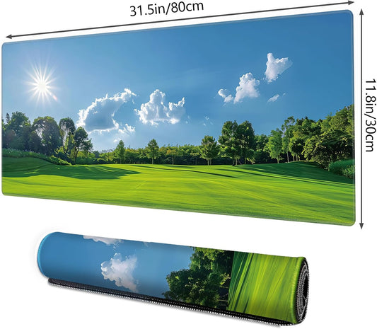 Galdas Gaming Mouse Pad XXL XL Large Long Extended Big Mousepad Non-Slip Rubber Keyboard Mouse Pad with Stitched Edges for Laptop Home Office (31.5x11.8x0.08 Inch) … (Grass)