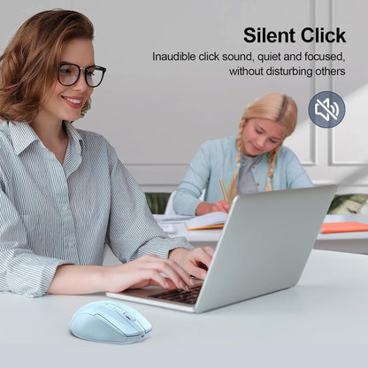 TECKNET Wireless Mouse (2.4G & BT5.0/3.0) Silent 4800 DPI Computer USB A & Bluetooth Mouse 6 Buttons, Wide Compatibility - Lightblue