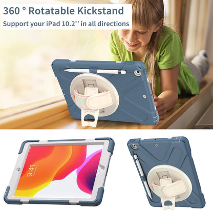 ZenRich Shockproof Case for iPad 9th/8th/7th Generation 10.2 inch 2021/2020/2019, Heavy Duty Rugged Case with Pencil Holder/360° Rotating Kickstand/Handle/Carrying Strap, CronflowerBlue