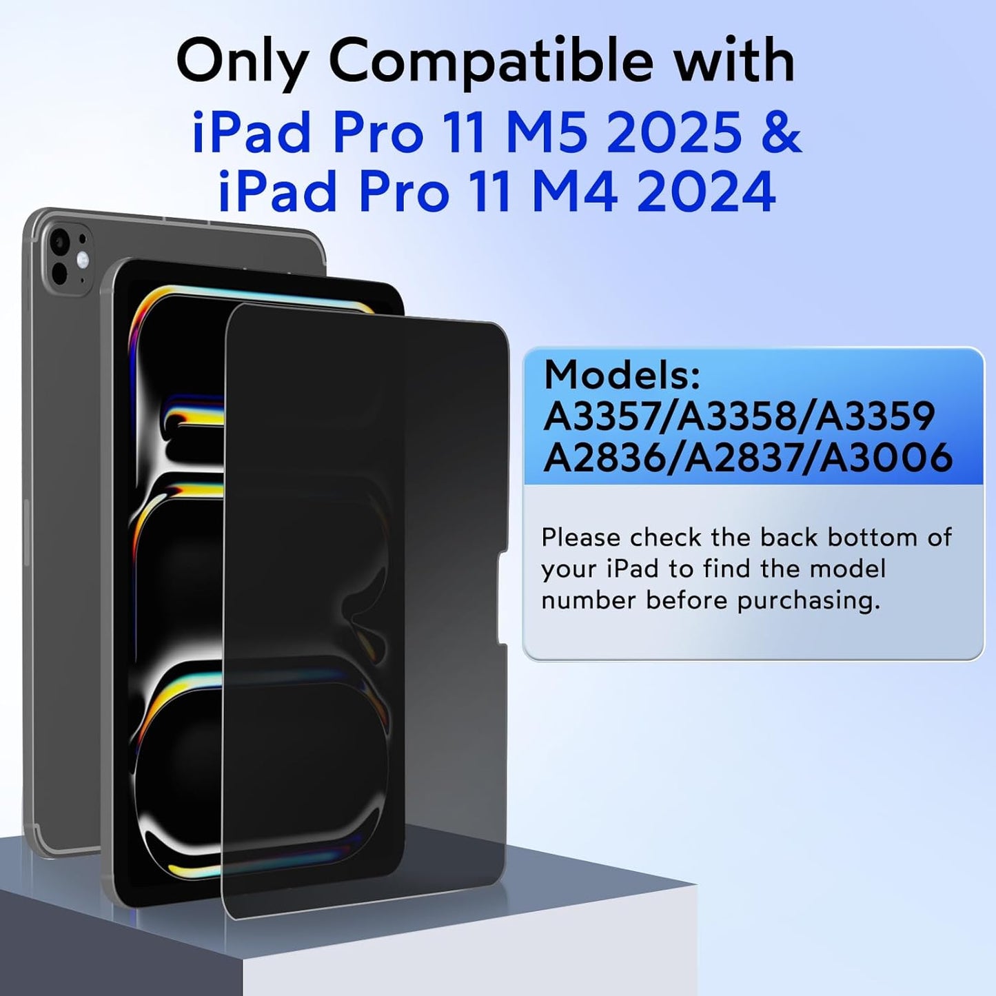 MOBDIK Privacy Screen Protector Compatible with iPad Pro 11 Inch M5 2025 / M4 2024, Anti Spy, 9H Tempered Glass, EZ Kit 1 Pack