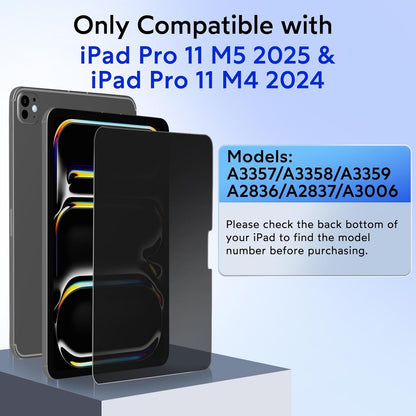 MOBDIK Privacy Screen Protector Compatible with iPad Pro 11 Inch M5 2025 / M4 2024, Anti Spy, 9H Tempered Glass, EZ Kit 1 Pack