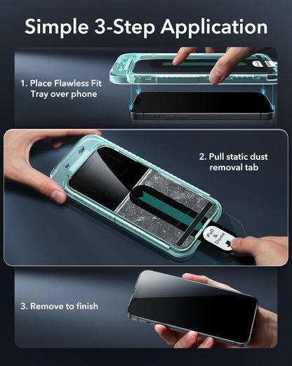 ESR 3 Pack for iPhone 13 Pro Max/iPhone 14 Plus Screen Protector, [9H Hardness] [Military Grade Shatterproof] Tempered Glass Film with Flawless Fit Tray