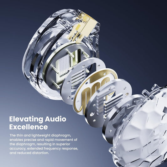 BASN ASONE 14.2mm Planar Diaphragm Driver in-Ear Monitors Earphone with Two Detachable MMCX Cables for Musicians Drummers Bass Players Singers (White)