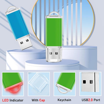 USB Thumb Drive 2GB Flash Drive 50 Pack, Nicepicten Fat Memorias USB 2.0 Flash Drive Bulk 2GB Jump Drives Multiapck Memory Stick with 50PCS Lanyards (Mixcolor 50 Pack, 2 GB)