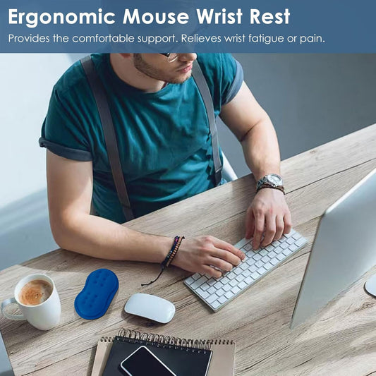 VANKEY Ergonomic Mouse Wrist Rest, Soft Mouse Wrist Support Pad with Memory Foam, Non-Slip Base (French Blue)