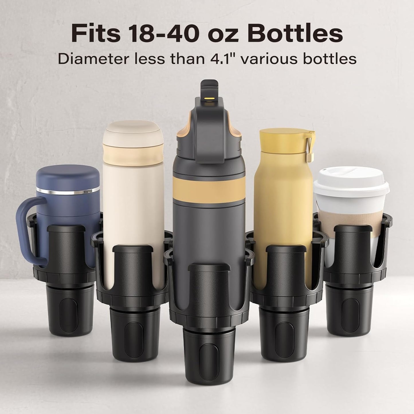 APPS2Car 2-in-1 Cup Phone Holder Mount for Car – Adjustable Arm & Base, 360° Rotatable Cradle – Holds 18–40oz Bottles & Smartphones – for Cars, SUVs, Trucks