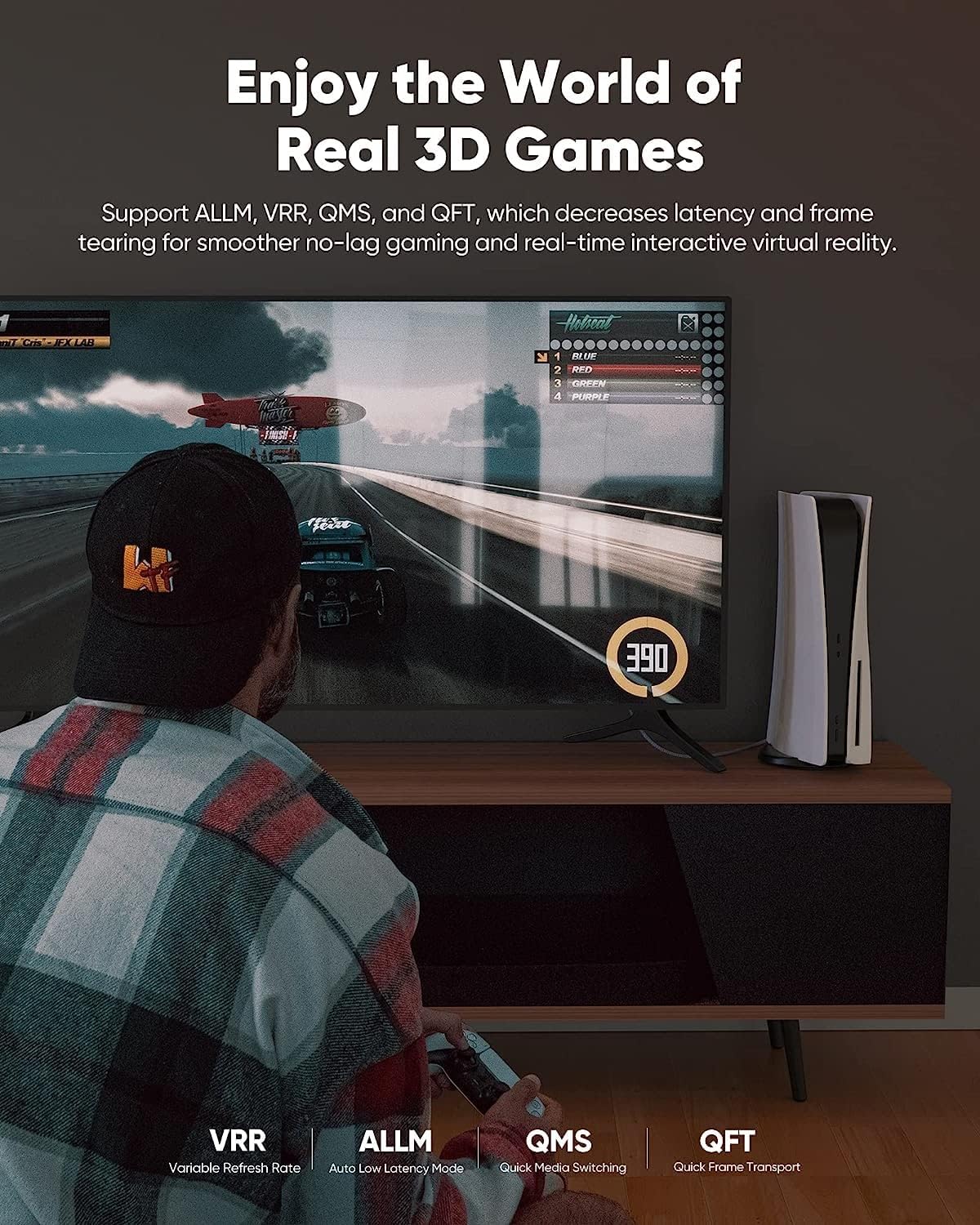 Highwings Long 8K HDMI Cable 25FT 48Gbps, 2.1 High Speed Gaming Cord 4K@120Hz 8K@60Hz RTX 3090 eARC 3D Compatible for PS5, UHD TV and Blu-ray Player