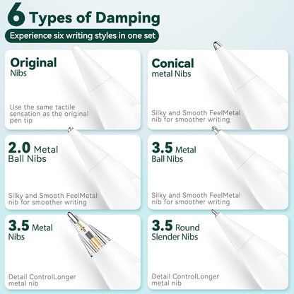 Inesore 8 Styles Replacement Tips for Apple Pencil Pro,Multiple Options Metal Durable Nibs Accessories for Apple Pencil Pro/2nd Generation/1st Gen/USB-C (8 Pack)