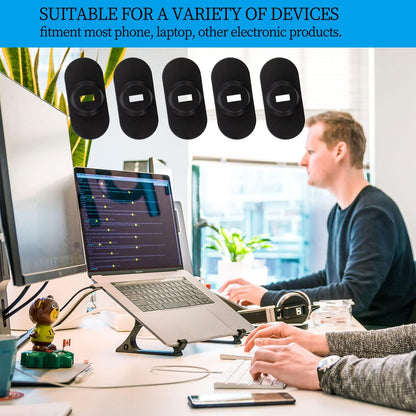 5Pack Anti Theft Self-Adhesive Security Plate with Slot for Cables to Lock Down Laptops, Mac Book, Tablets, iPad, or Other Computer (Black)