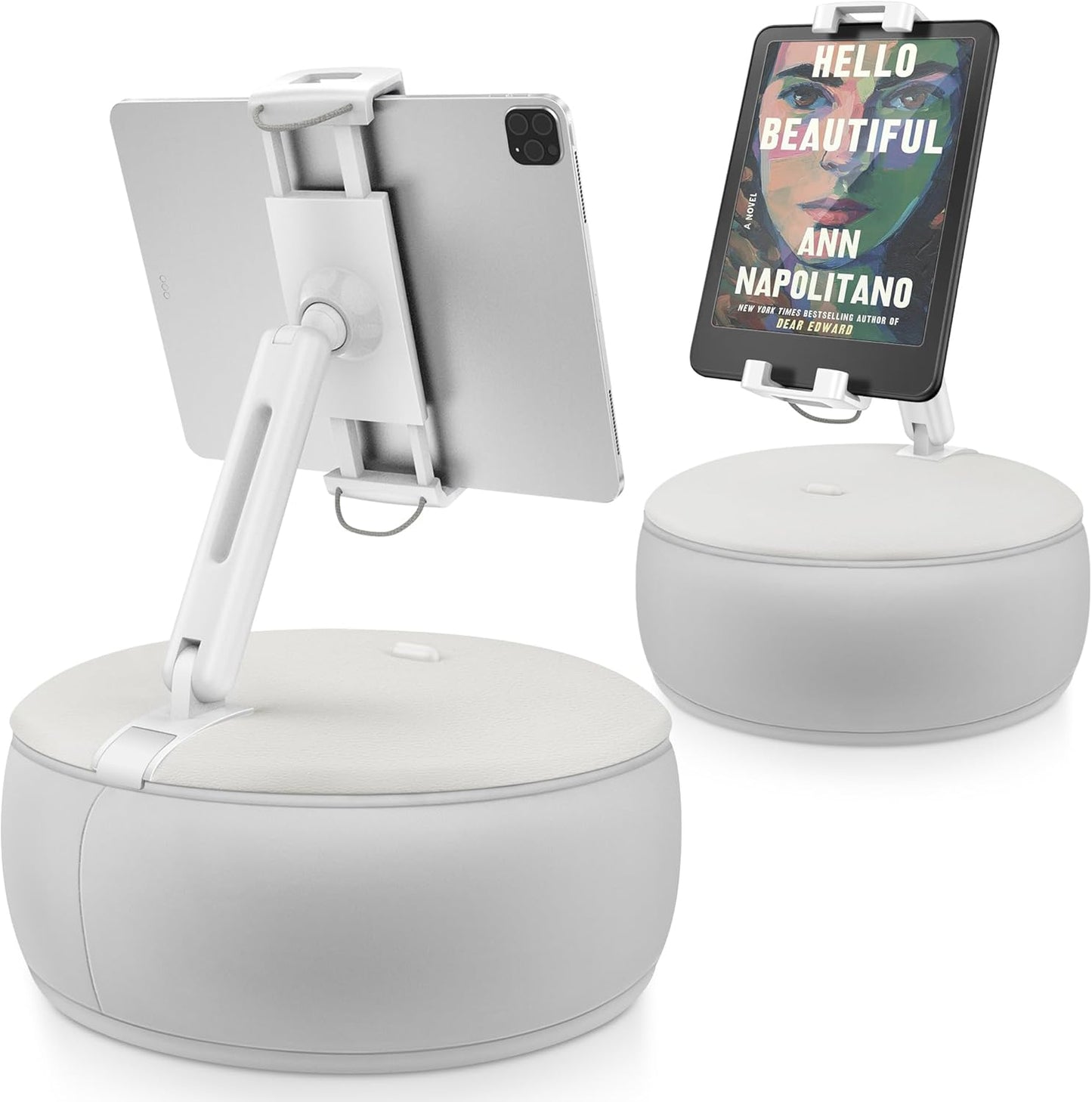 AboveTEK Tablet Pillow Stand Holder for Bed – Ideal Gift for Mom, Hands-Free 360° Swivel iPad/Kindle Pillow Stand for Wife, Grandma – Soft Bean Bag Lap Tablet Holder for 4.7"-12.9" Devices (Grey)