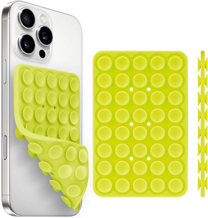 Silicone Suction Cup Phone Case Mount Double Sided, Phone Accessories Hands-Free Strong Grip Holder for Selfies and Videos, Silicon Phone Stand for iPhone and Android Green