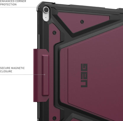 URBAN ARMOR GEAR UAG Designed for iPad Air 13" Case (1st/2nd Gen 2024-2025) M3 A3268 A3269 - Rugged Multi-Angle Viewing Folio Cover with Pencil Holder & Adjustable Stand, Metropolis SE Bordeaux