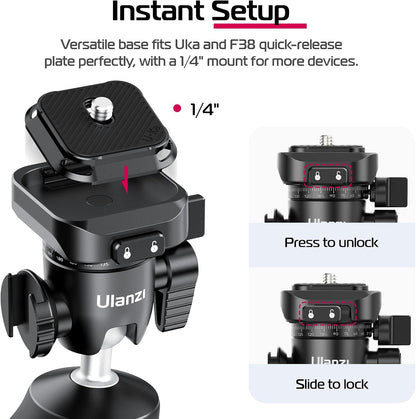 ULANZI TT38 Tabletop Mini Tripod for Camera, Uka F38 ClickOpen Flexible Travel Stand for Sony/Canon/Nikon/Fujifilm SLR DSLR, Pocket Vlogging Stand for Shooting Selfie Video