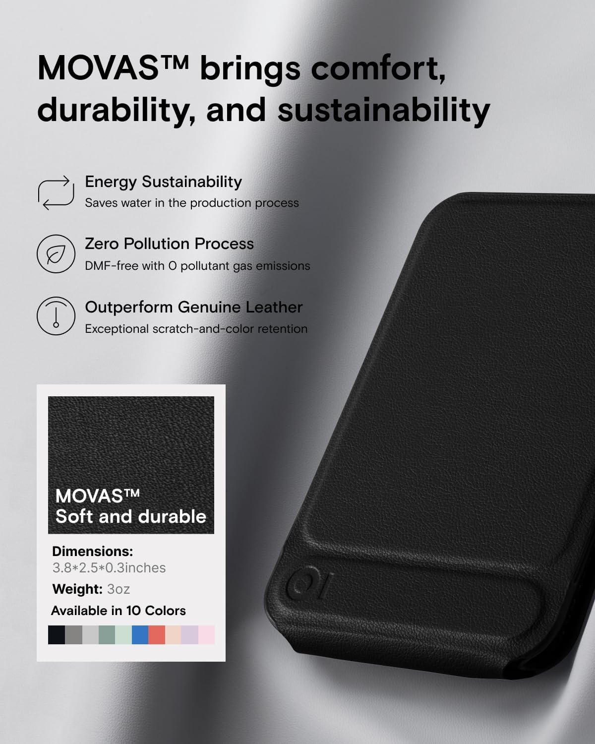 MOFT Phone Stand, Magnetic Phone Tripod Stand Stain-Resistant MOVAS Leather & Angle Adjustment & Strong Magnets Tripod for iPhone 16/15/14/13/12 (Included Metal Ring)-Jet Black