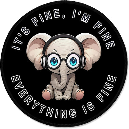 ITNRSIIET Round Mouse Pad with Stitched Edge Premium-Textured Waterproof Non-Slip Rubber Base Desktop Protection Mat Diameter 8.7 inches, Pretty Fine Elephant