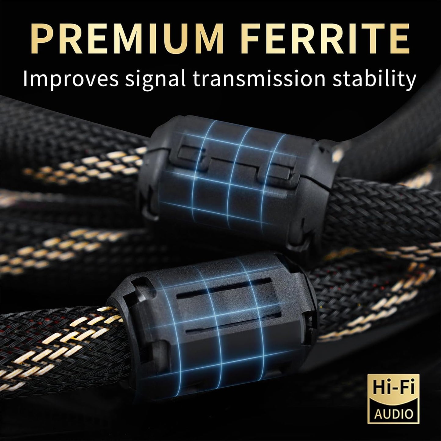 9 AWG Audiophile HiFi Speaker Audio Cable–4N OFC Core,24K Gold-Plated Banana Plugs with Nylon Braid,Compatible with Amplifier,Speakers,AV Receiver & Home Theater(9.84ft/3m) 2-Pack