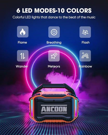 Speakers Bluetooth Wireless: 80W(Peak) Loud Speaker with Bass, 20H Playtime, IPX6 Waterproof, Large Jobsite Speakers for Work, Outdoor, Workshop, Garage, Portable Speaker with TWS (Orange)