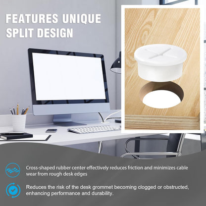 1" White Desk Grommet, JTemgle Flexible Cable Grommet with Bi-Metal Hole Saw Cross Rubber Cable Hole Cover Wire Organizer Caps Desktop Cord Management for Home Office TV Stands Tabletops, 13 Pieces