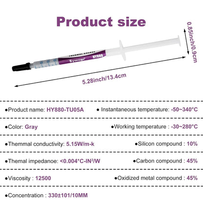 10 Pack HY880 Thermal Paste Kit-5.15 W/MK 1 G/Pcs, High Performance Thermal Compound Paste Grease Heatsink for CPU, Processor, All Cooler Master, Computer, PS4