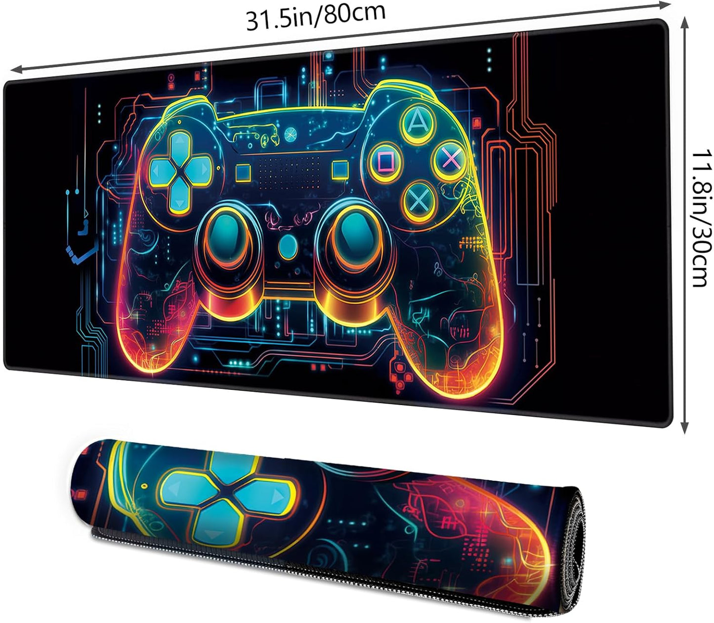 Galdas Gaming Mouse Pad XXL XL Large Long Extended Big Mousepad Non-Slip Rubber Keyboard Mouse Pad with Stitched Edges for Laptop Home Office (31.5x11.8x0.08 Inch) … (Handle)