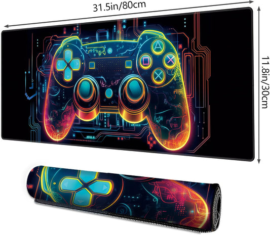 Galdas Gaming Mouse Pad XXL XL Large Long Extended Big Mousepad Non-Slip Rubber Keyboard Mouse Pad with Stitched Edges for Laptop Home Office (31.5x11.8x0.08 Inch) … (Handle)