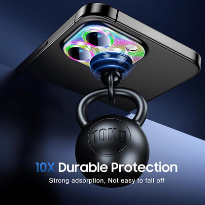 UniqueMe for 3 Pack iPhone 15 Pro/iPhone 15 Pro Max Camera Lens Protector, [Drop Protection] [Case Friendly] Camera Cover Screen [Update New Version] - Intergrated Glitter Colorful