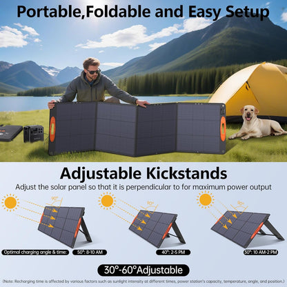 N-Type 16BB 220W Portable Solar Panel for EF/Jackery/Bluetti/Anker Power Station, IP68 Waterproof Foldable Solar Panel ETFE 25% High Efficiency for Outdoor Camping RV Trip