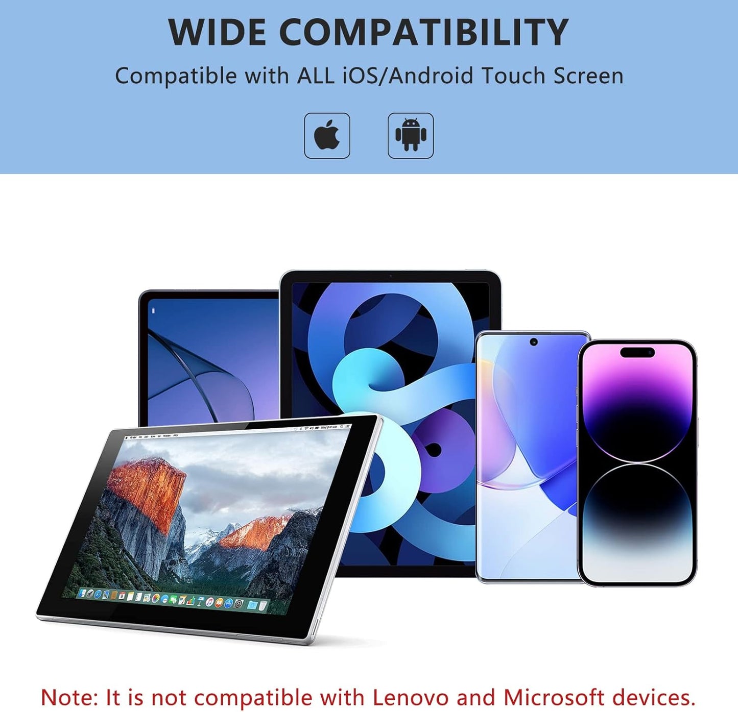 Stylus Pen for iOS&Android Touch Screens, Active Pencil for Samsung, Smart Digital Stylus Pens for Lenovo/Huawei/Vivo/Mi and Other Tablets, iPhone/Samsung/Google Pixel Smart Phones Drawing&Writing