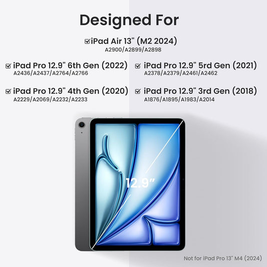 OYEEICE Keyboard Case for iPad Pro 12.9 inch (6th, 5th, 4th Gen) & New Air 13 inch M2, 7 Color Backlit Detachable Wireless Keyboard, Auto Sleep/Wake Cover with Pencil Holder (2022 2021 2020) - Black