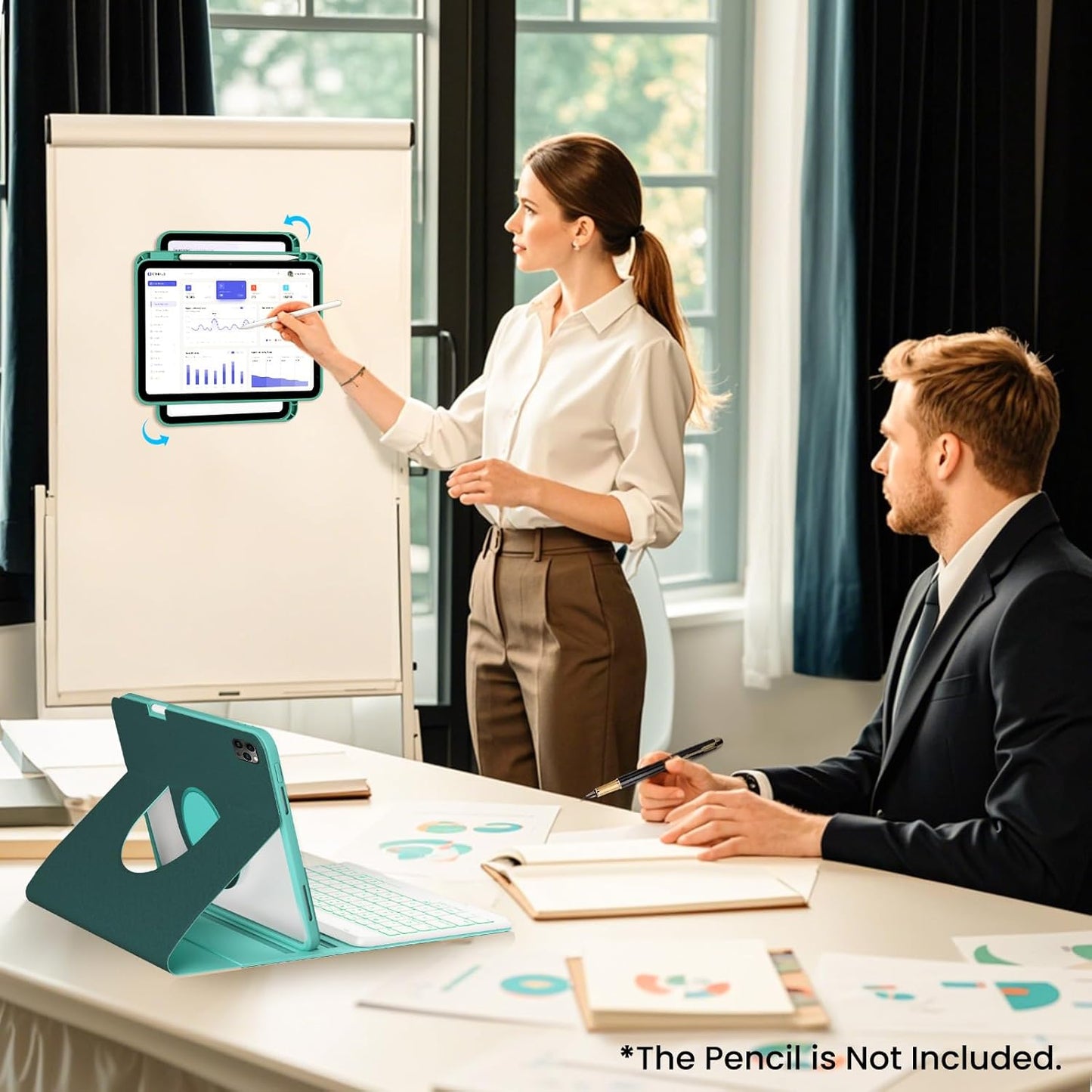 Magnetic Keyboard Case for iPad Air 5th 4th Generation 10.9 inch Pro 11 1st/2nd/3rd/4th, 7 Color Backlight BT Keyboard Folio with Pencil Holder 2022 2021 2020 2018(Teal)