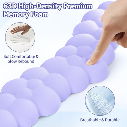 Cloud Wrist Rest for Keyboard and Mouse, Memory Foam PU Leather Keyboard Wrist Rest with Ergonomic Support, Non-Slip Base, Cute Arm Rest Pad & Palm Cushion, Office Desk Accessory, Purple